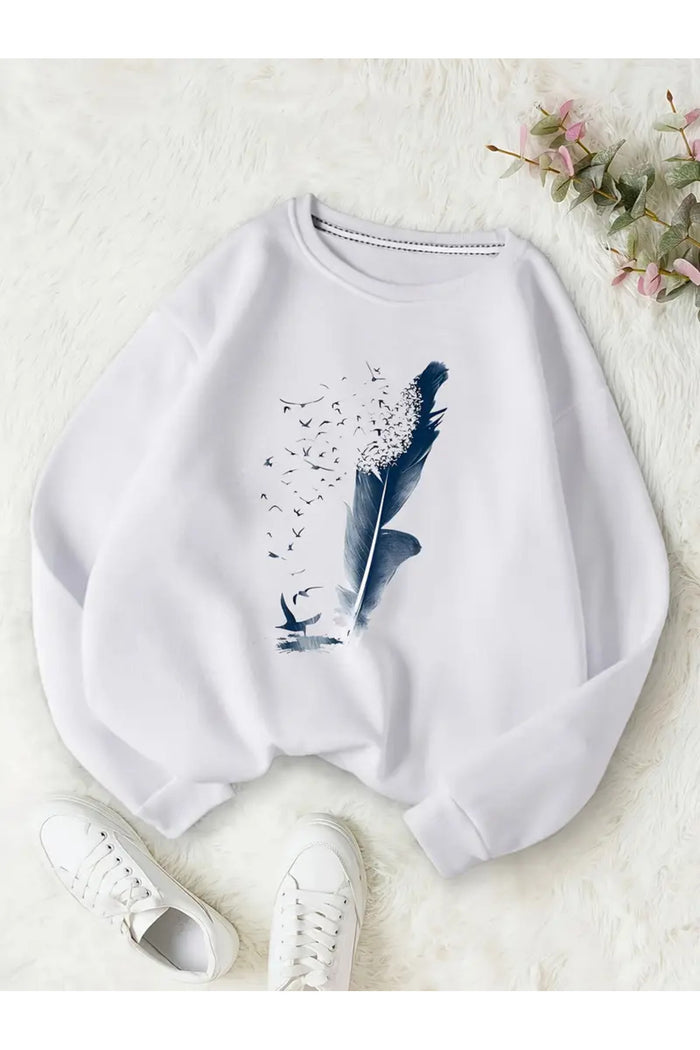 Premium Oversize Kesim Uzun Kollu Baskılı Sweatshirt