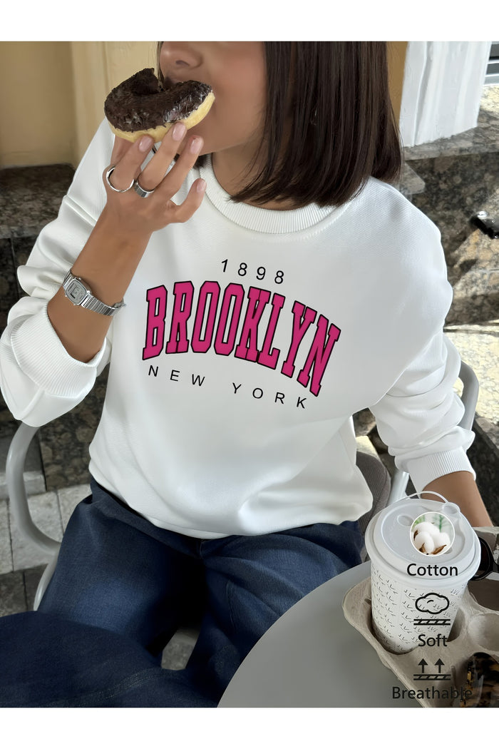 Premium Oversize Kesim Uzun Kollu Baskılı Sweatshirt
