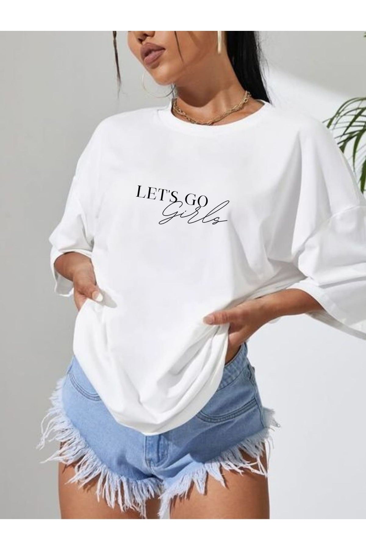 Oversize Kesim Kısa Kollu Baskılı T-shirt
