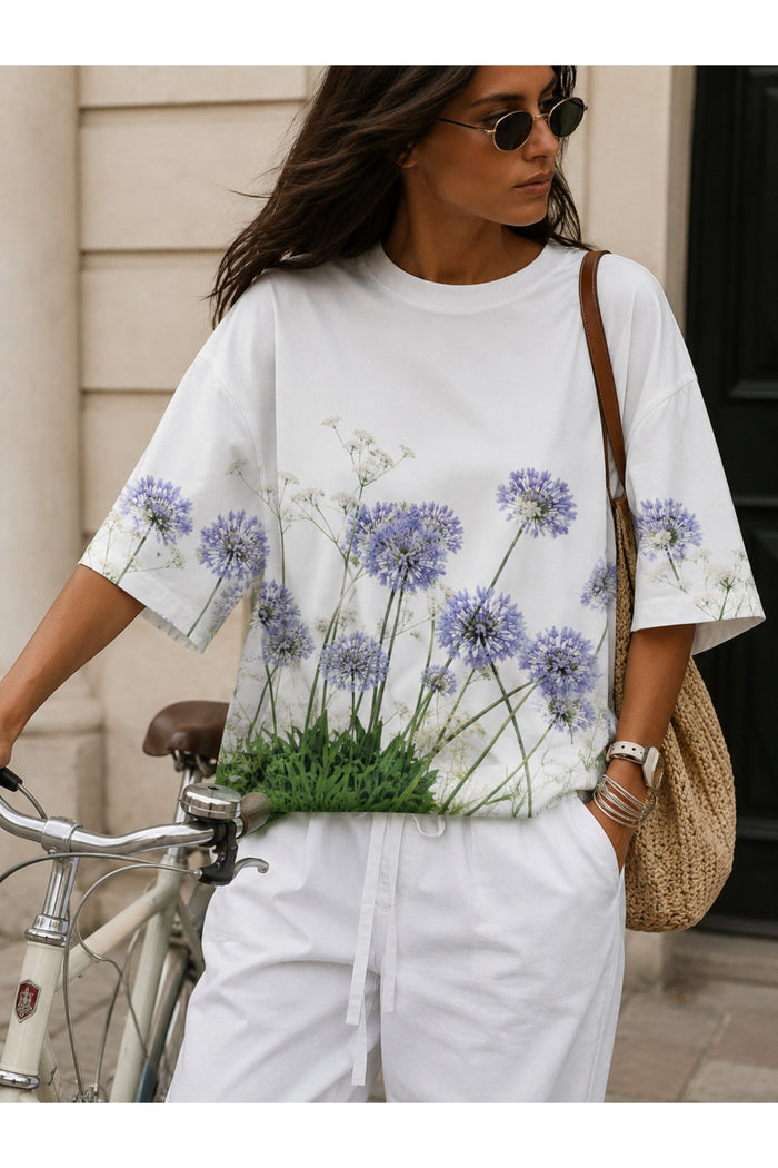 Oversize Kesim Kısa Kollu Baskılı T-shirt