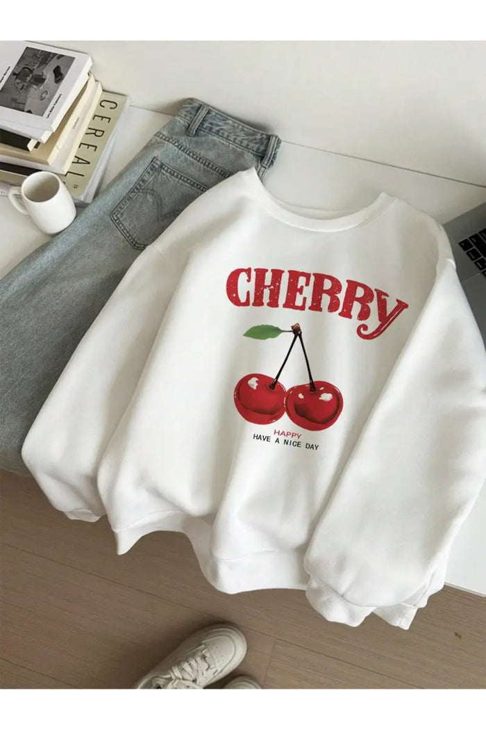 Premium Oversize Kesim Uzun Kollu Baskılı Sweatshirt