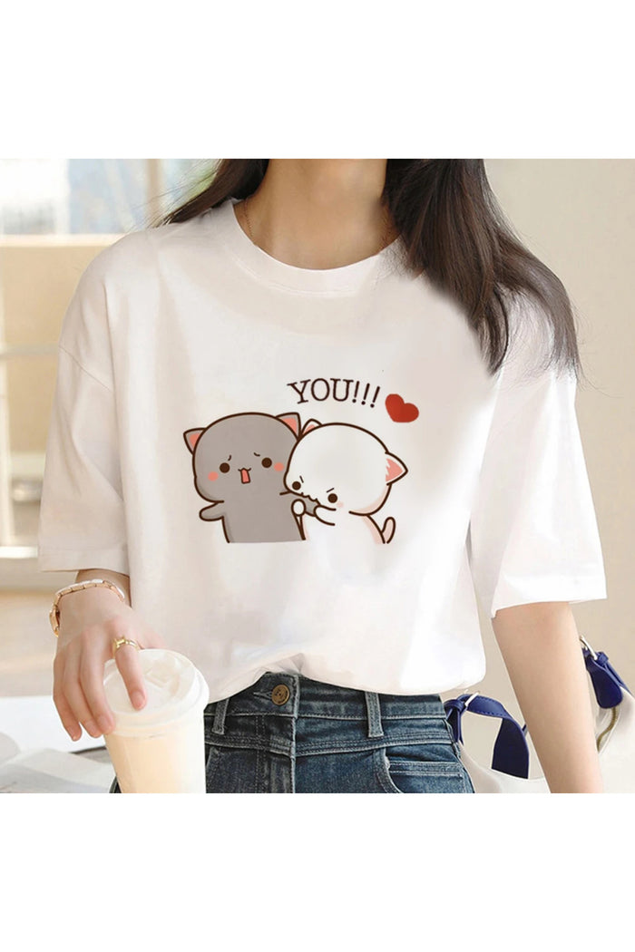 Beyaz Baskılı Organik Pamuk Oversize T-shirt