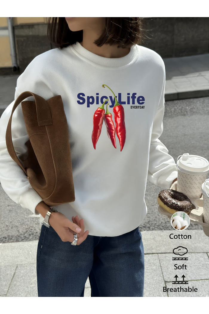 Premium Oversize Kesim Uzun Kollu Baskılı Sweatshirt