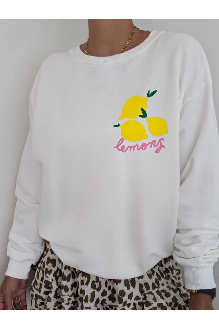 Amalfi Serisi Oversize Kesim Baskılı Şardonlu Organik Pamuk Sweatshirt