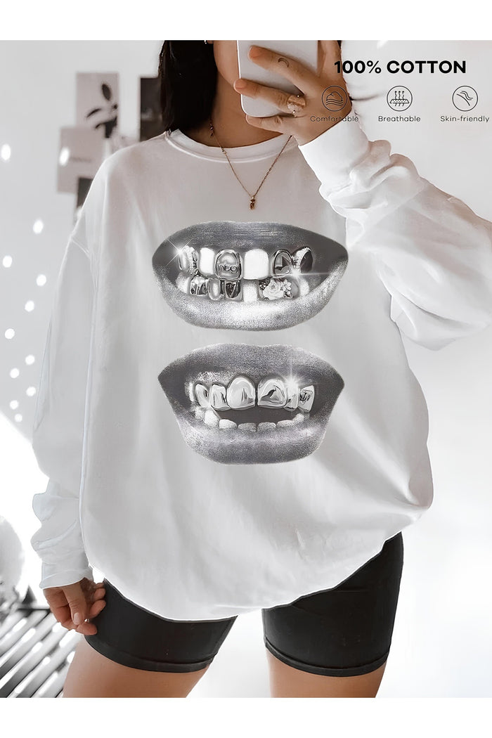 Premium Oversize Kesim Uzun Kollu Baskılı Sweatshirt