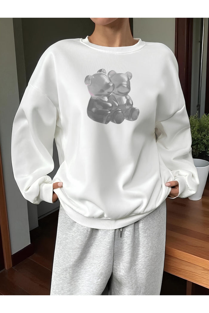 Premium Oversize Kesim Uzun Kollu Baskılı Sweatshirt
