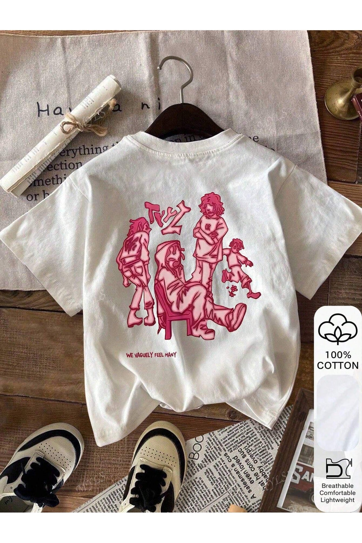 Oversize Kesim Kısa Kollu Baskılı T-shirt