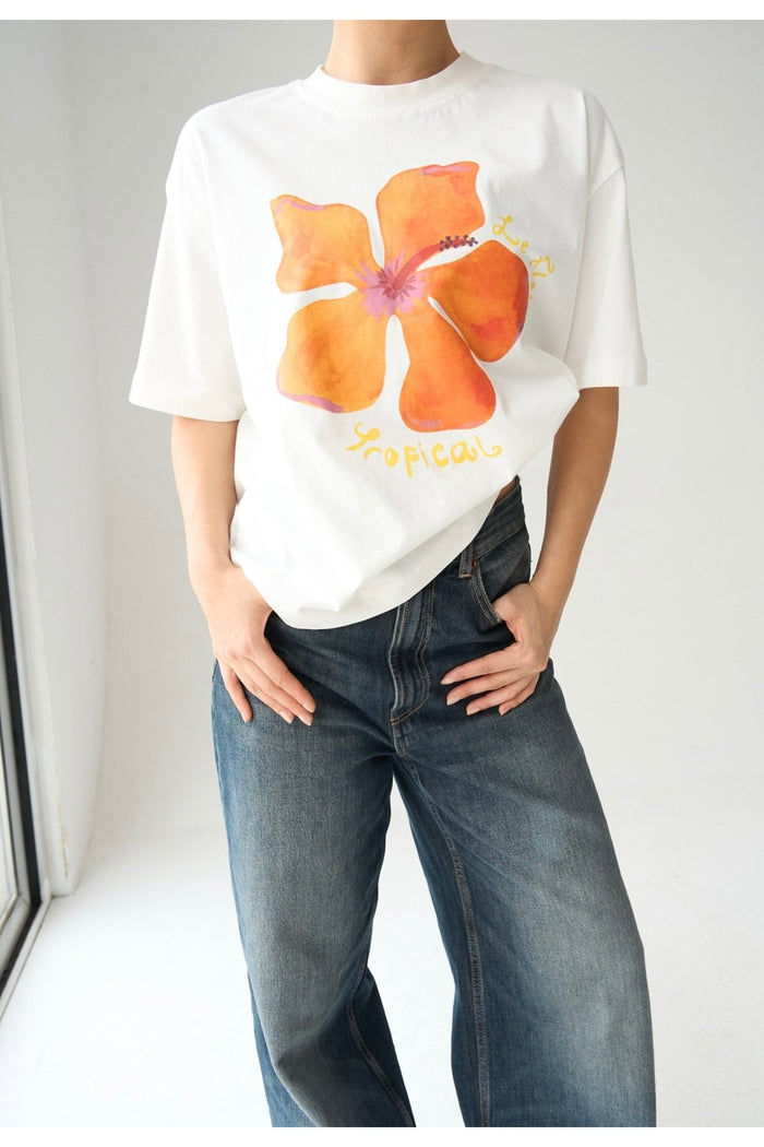 Oversize Kesim Kısa Kollu Baskılı T-shirt