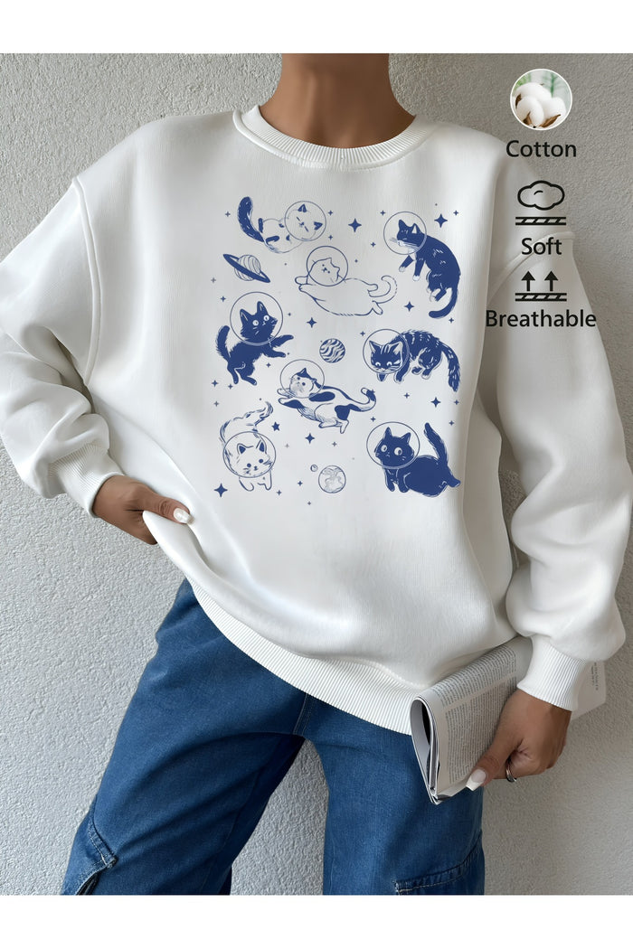 Premium Oversize Kesim Uzun Kollu Baskılı Sweatshirt