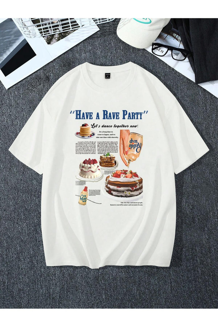Unisex Beyaz Baskılı Organik Pamuk Oversize Kesim T-shirt