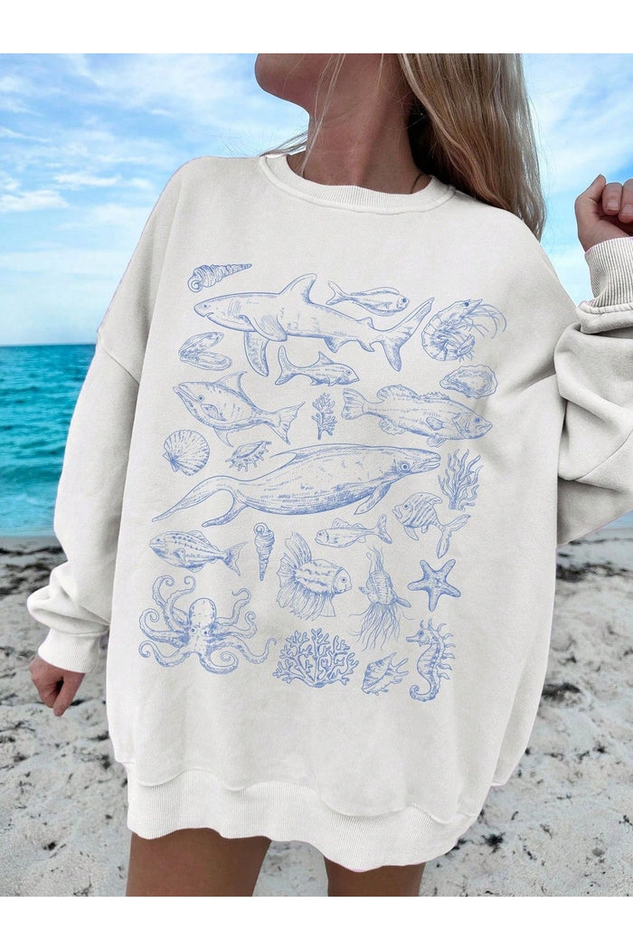 Premium Oversize Kesim Uzun Kollu Baskılı Sweatshirt