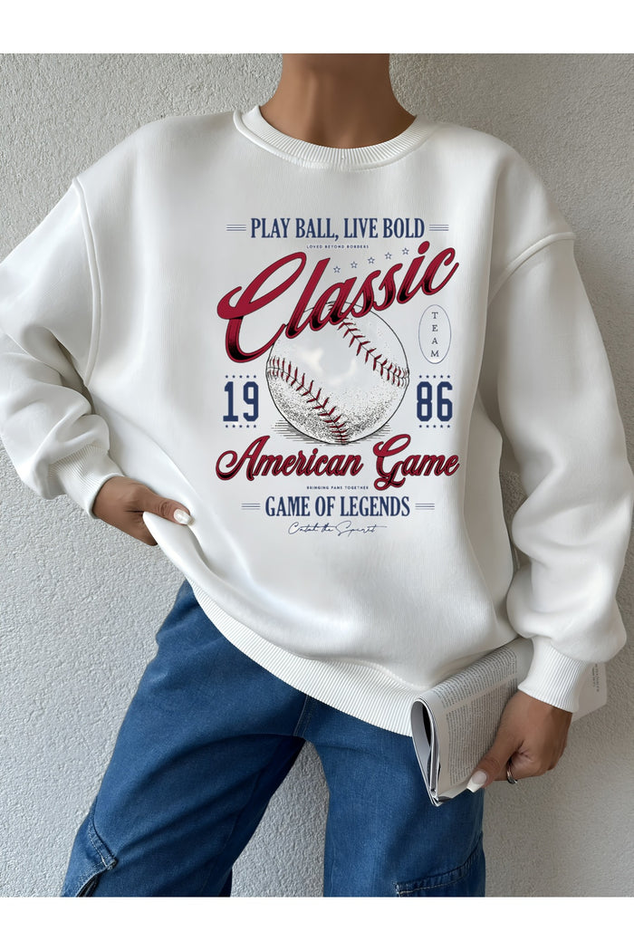Premium Oversize Kesim Uzun Kollu Baskılı Sweatshirt