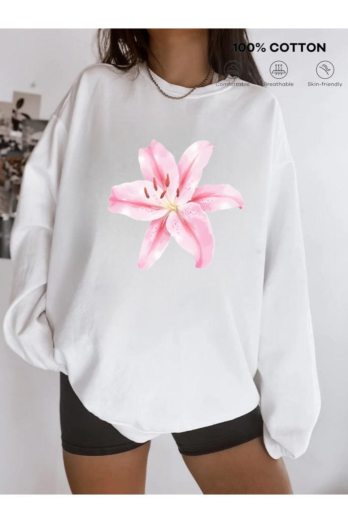 Premium Oversize Kesim Uzun Kollu Baskılı Sweatshirt