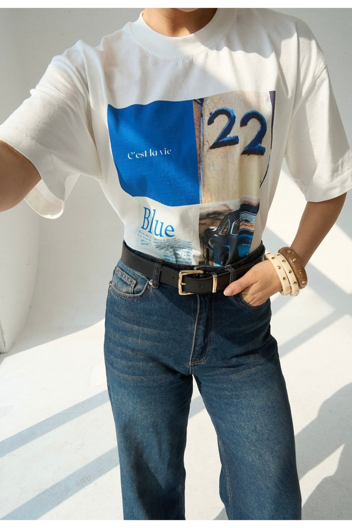 Oversize Kesim Kısa Kollu Baskılı T-shirt