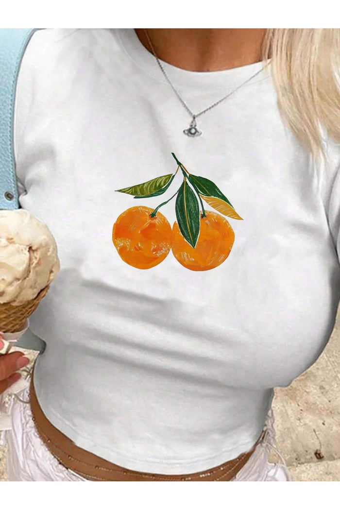 Archi Premium Serisi Baskılı Organik Pamuk Crop T-shirt