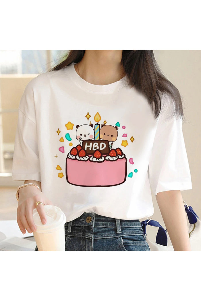 Beyaz Baskılı Organik Pamuk Oversize T-shirt