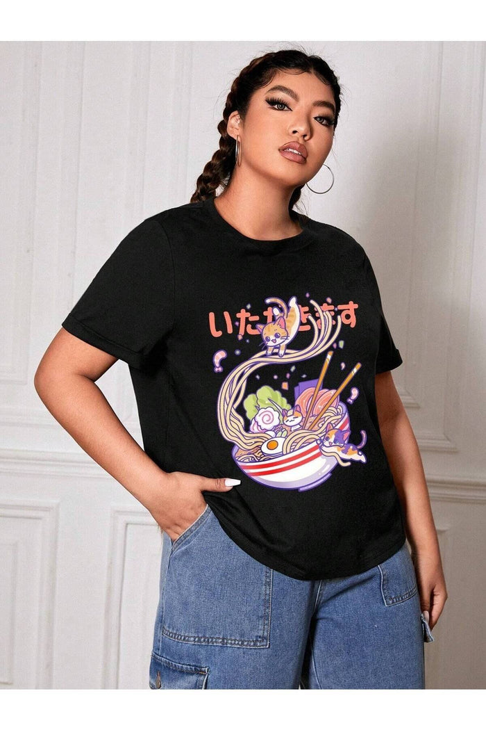 UNISEX SİYAH OVERSIZE KESİM BASKILI KISA KOLLU TASARIM T-SHİRT