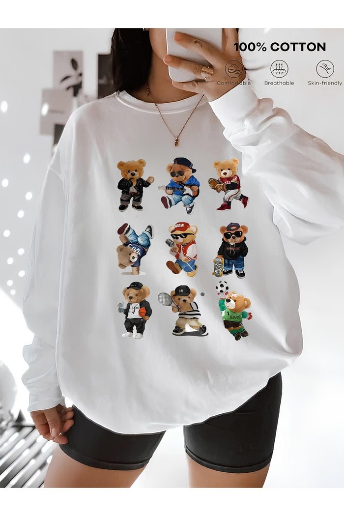 Premium Oversize Kesim Uzun Kollu Baskılı Sweatshirt