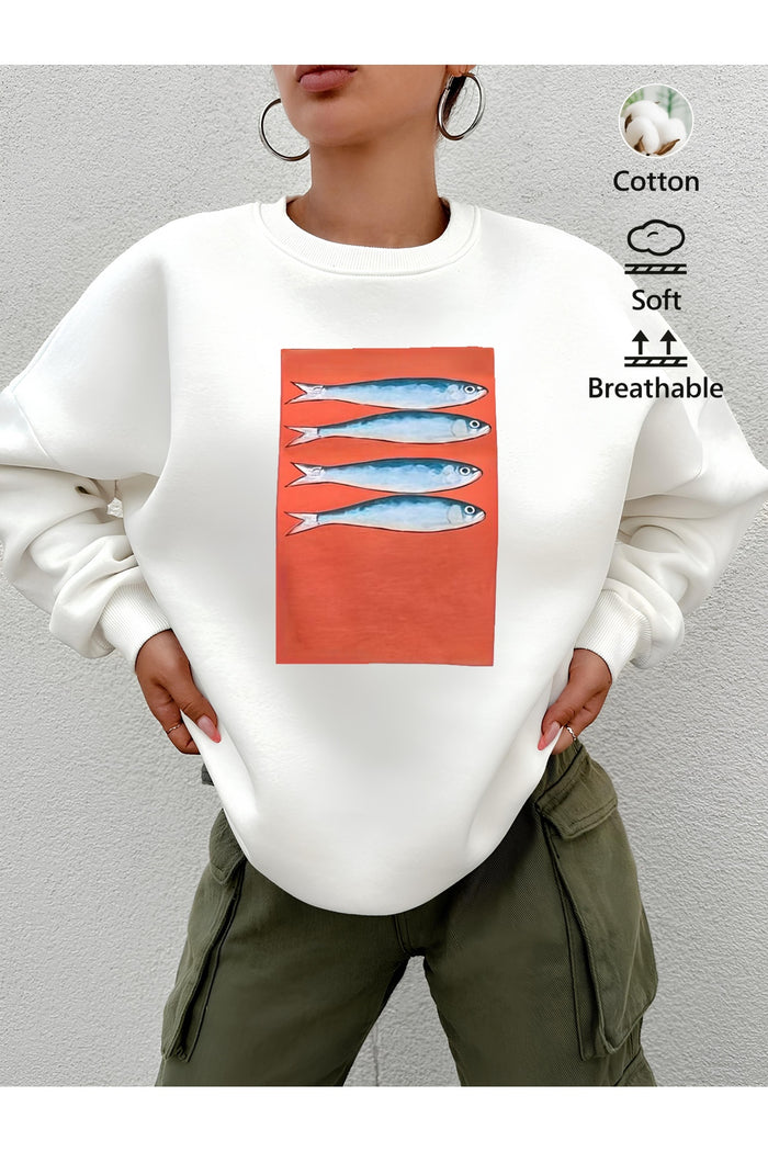 Premium Oversize Kesim Uzun Kollu Baskılı Sweatshirt