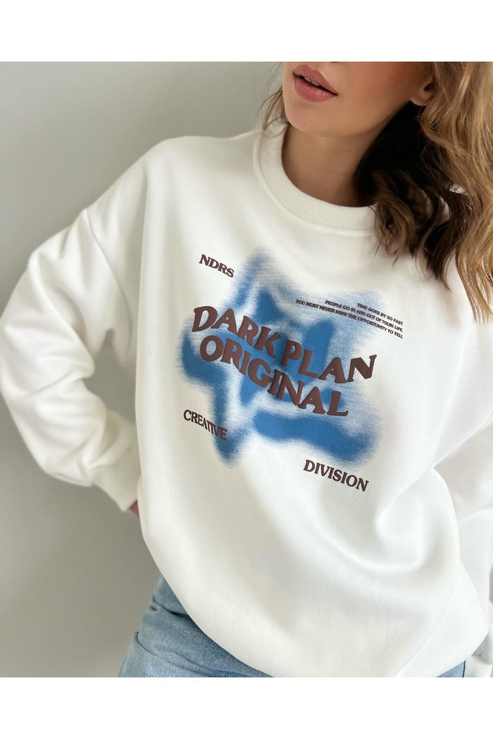 Premium Oversize Kesim Uzun Kollu Baskılı Sweatshirt