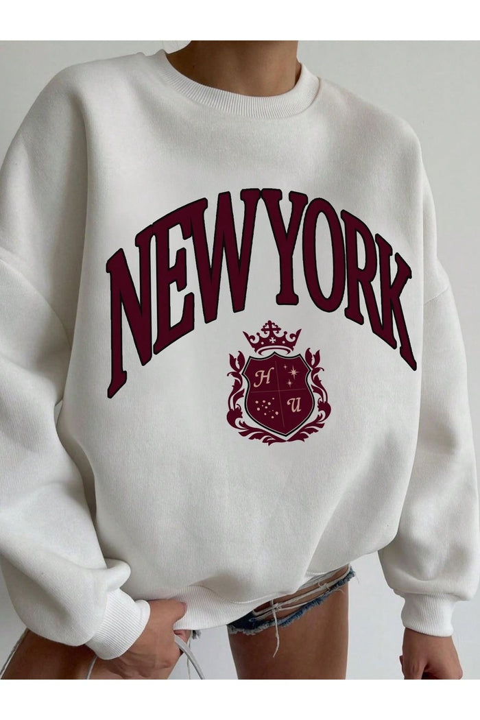 Premium Oversize Kesim Uzun Kollu Baskılı Sweatshirt