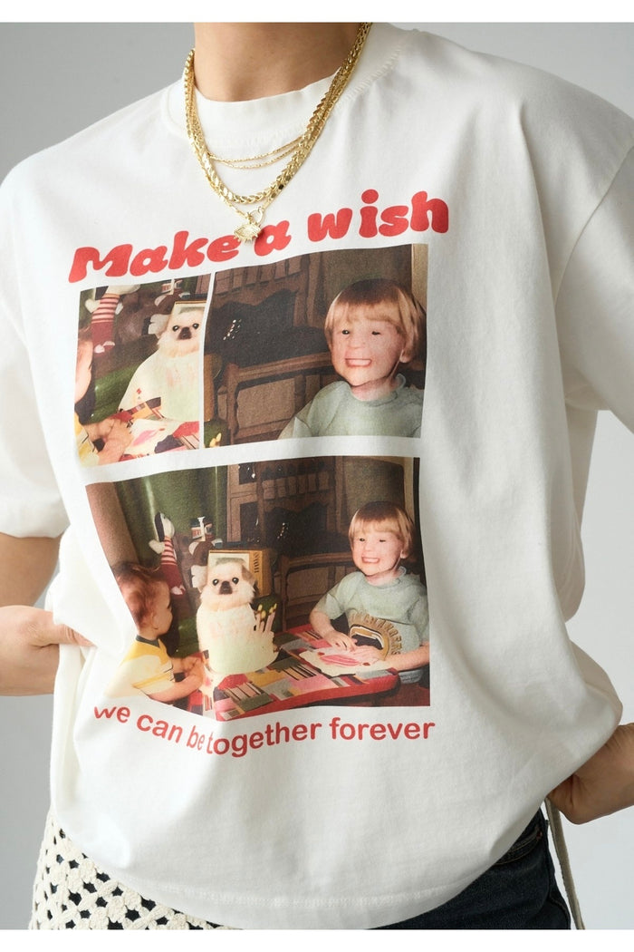 Oversize Kesim Kısa Kollu Bear Baskılı T-shirt