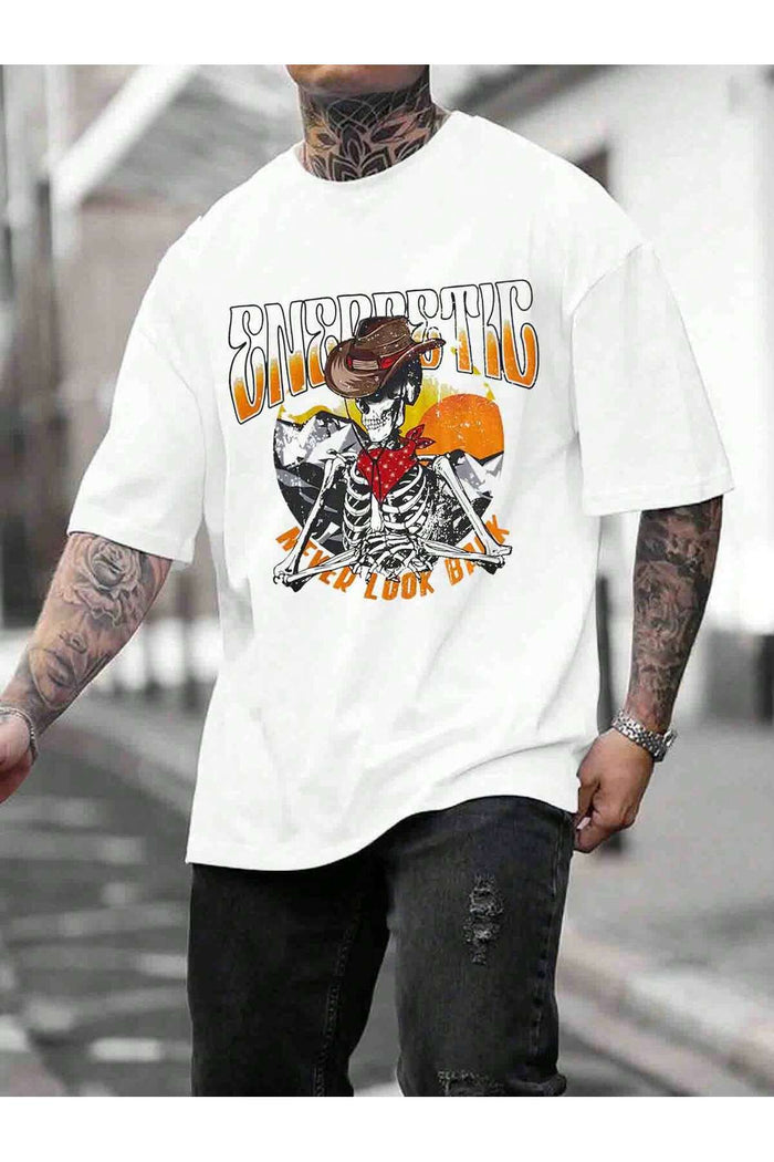 Unisex Beyaz Baskılı Organik Pamuk Oversize Kesim T-shirt