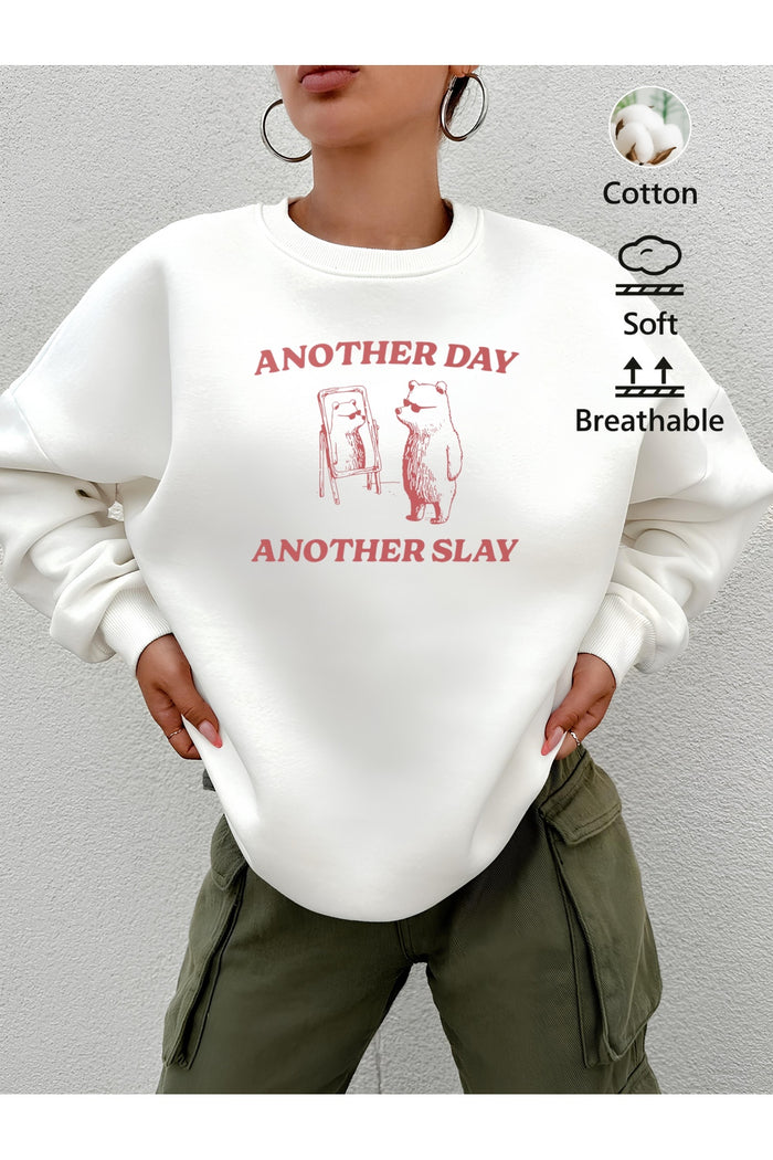 Premium Oversize Kesim Uzun Kollu Baskılı Sweatshirt