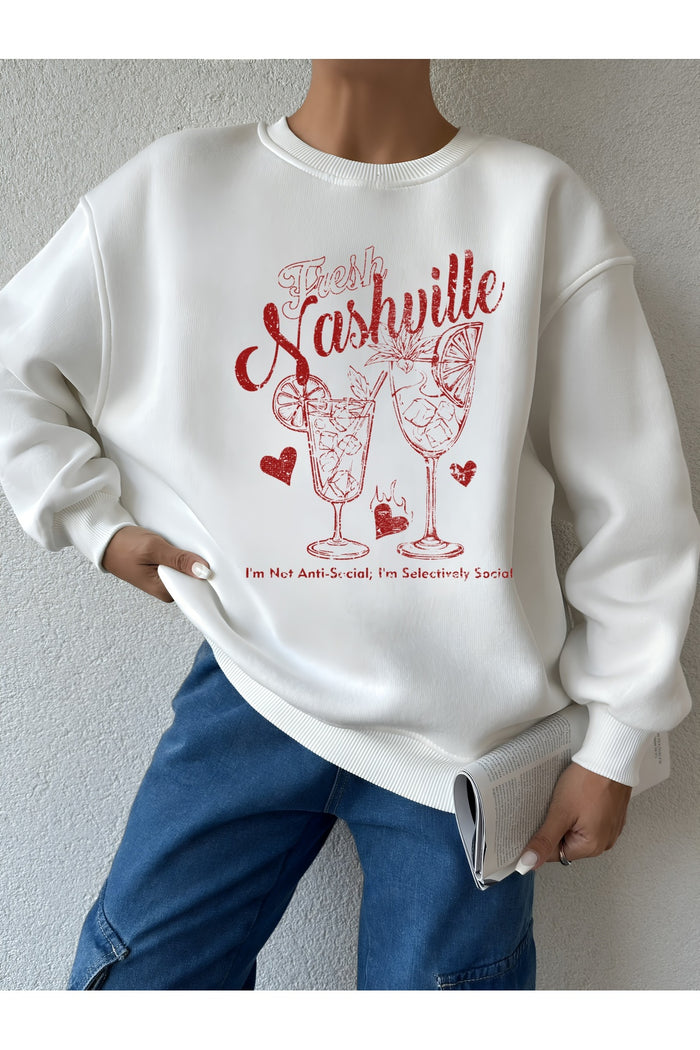 Premium Oversize Kesim Uzun Kollu Baskılı Sweatshirt