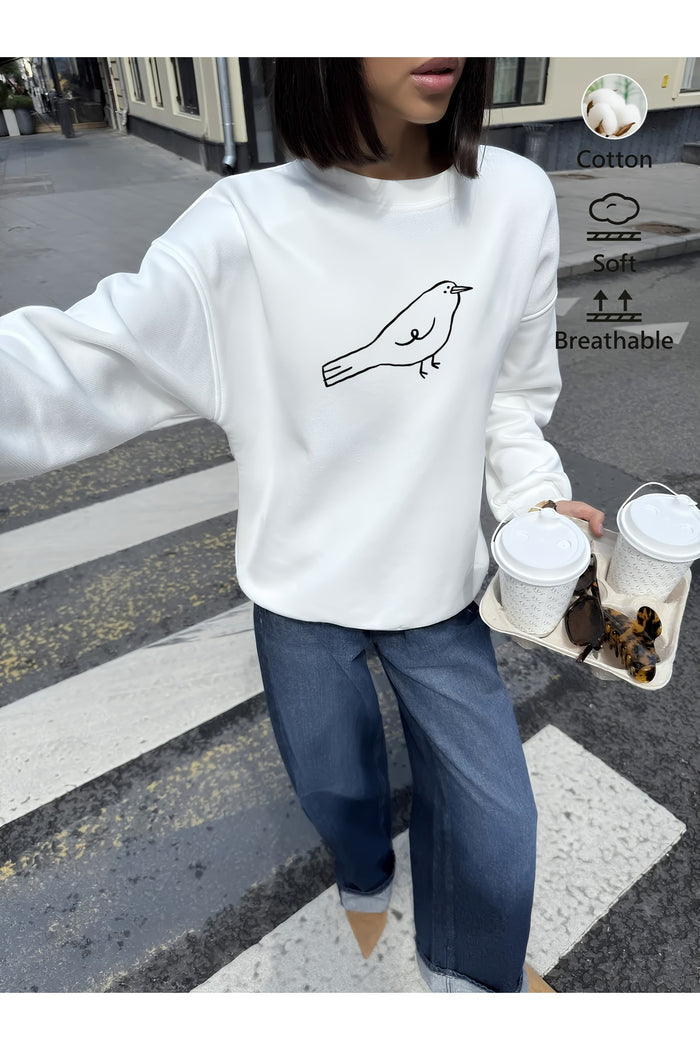 Premium Oversize Kesim Uzun Kollu Baskılı Sweatshirt