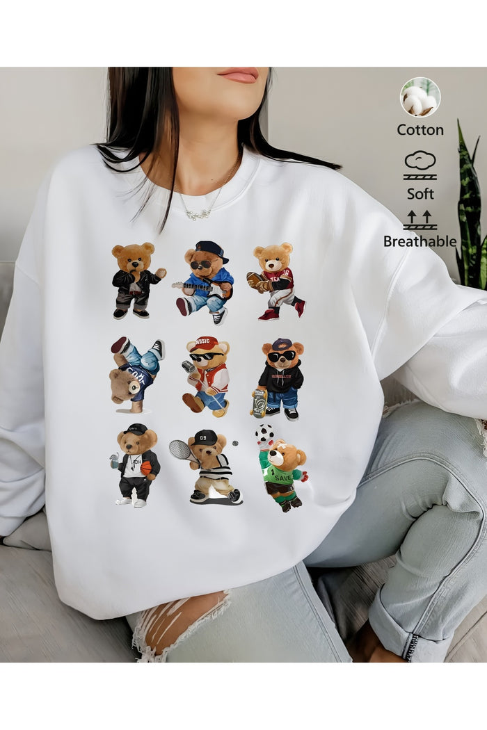 Premium Oversize Kesim Uzun Kollu Baskılı Sweatshirt