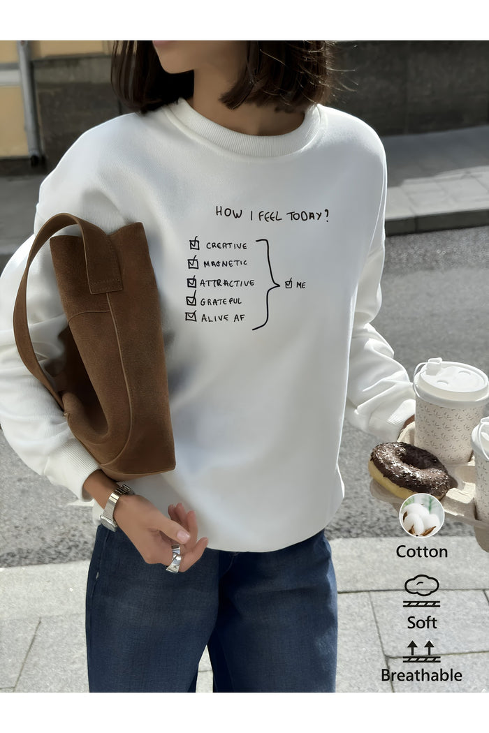 Premium Oversize Kesim Uzun Kollu Baskılı Sweatshirt