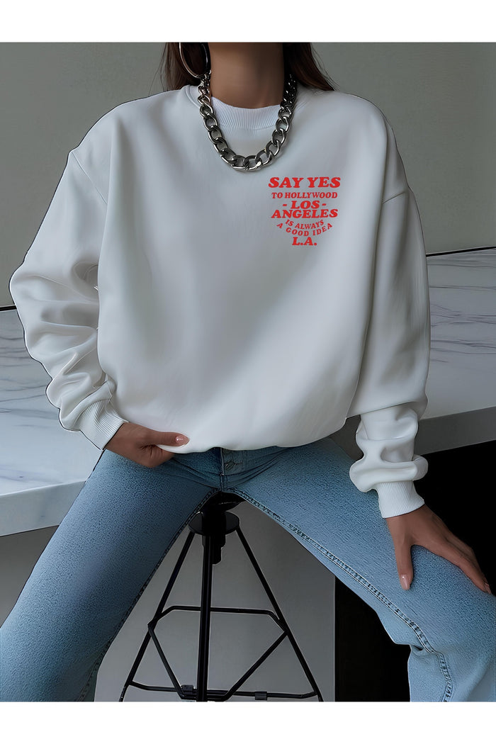 Premium Oversize Kesim Uzun Kollu Baskılı Sweatshirt