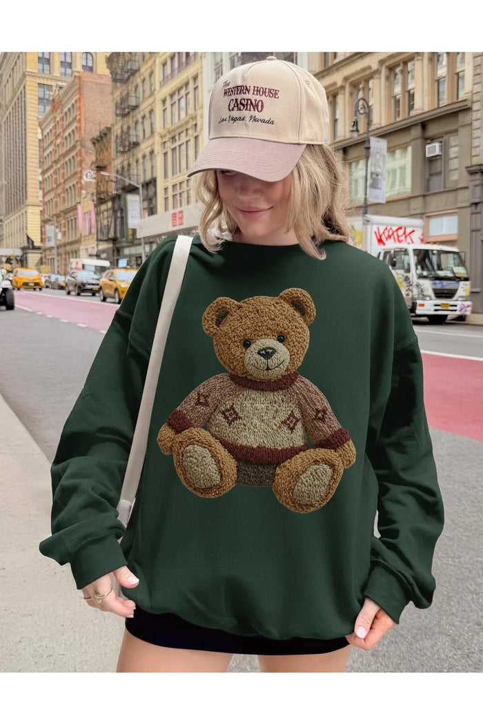Teddy Bear Baskılı Organik Pamuk Sweatshirt