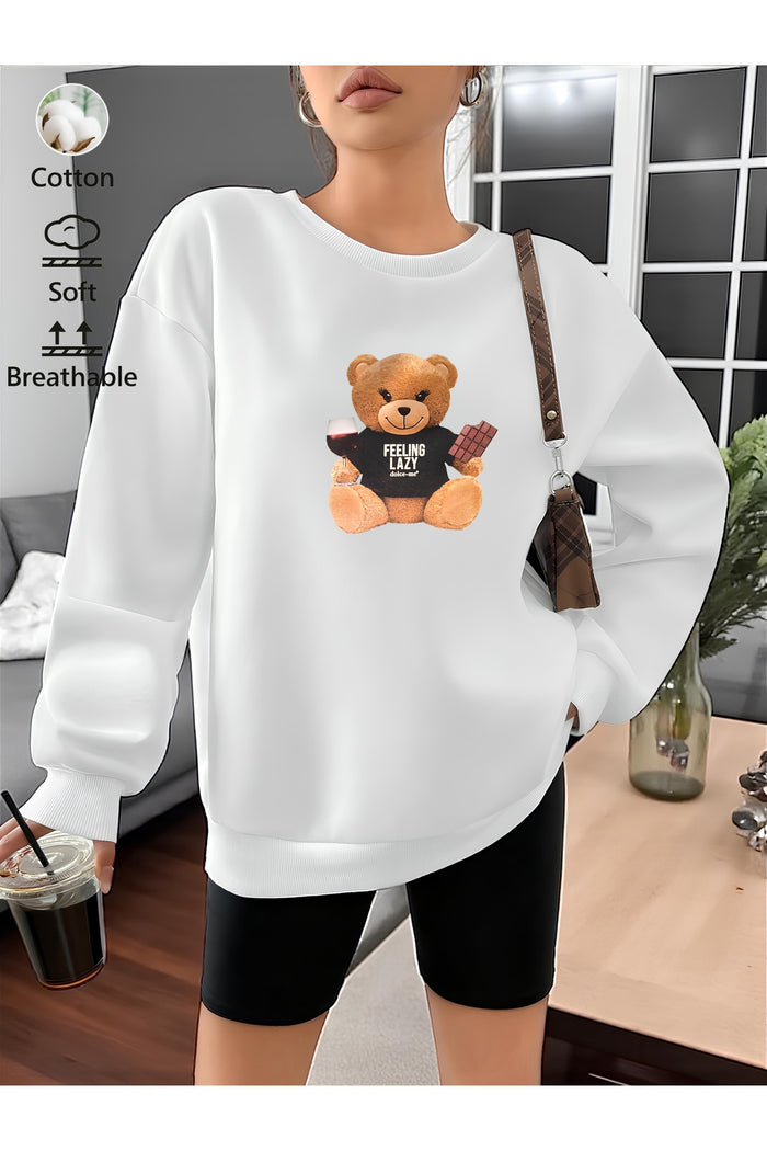 Premium Oversize Kesim Uzun Kollu Baskılı Sweatshirt