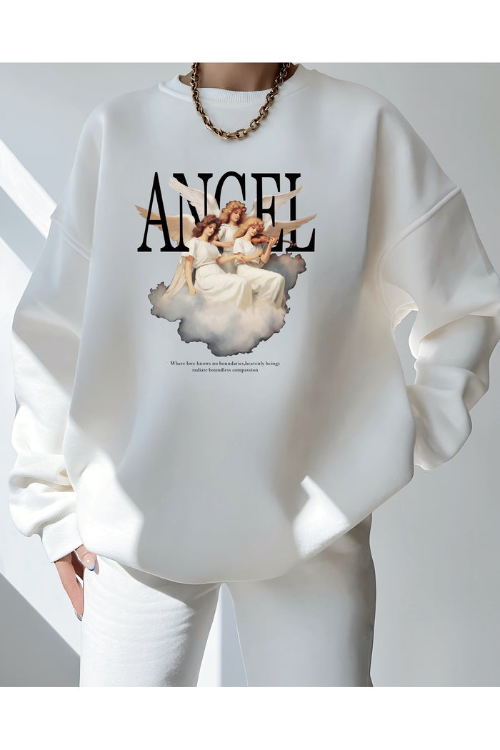 Premium Oversize Kesim Uzun Kollu Baskılı Sweatshirt