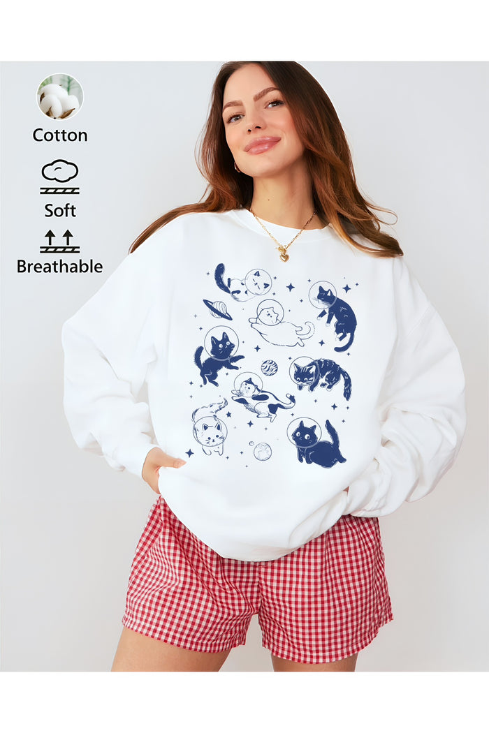 Premium Oversize Kesim Uzun Kollu Baskılı Sweatshirt