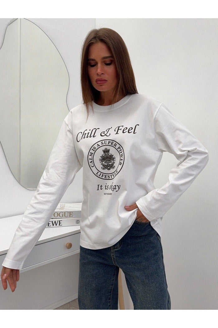 Premium Oversize Kesim Uzun Kollu Baskılı Sweatshirt