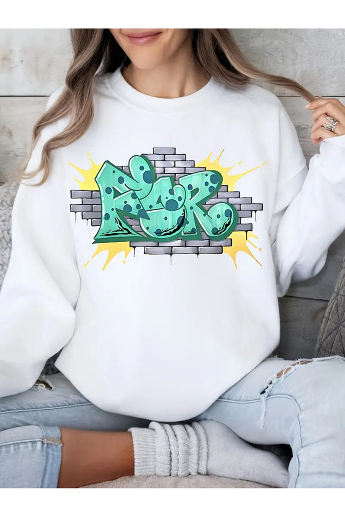 Premium Oversize Kesim Uzun Kollu Baskılı Sweatshirt