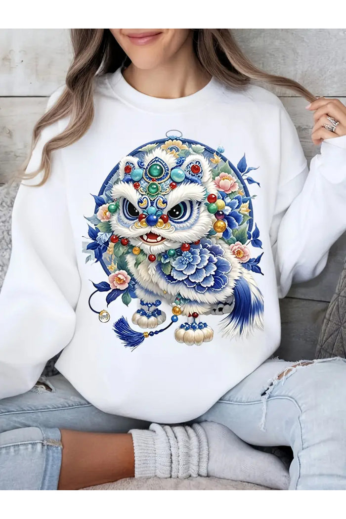 Premium Oversize Kesim Uzun Kollu Baskılı Sweatshirt