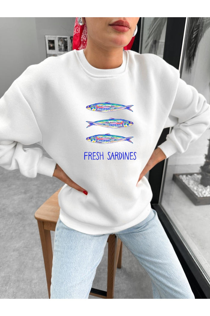 Premium Oversize Kesim Uzun Kollu Baskılı Sweatshirt