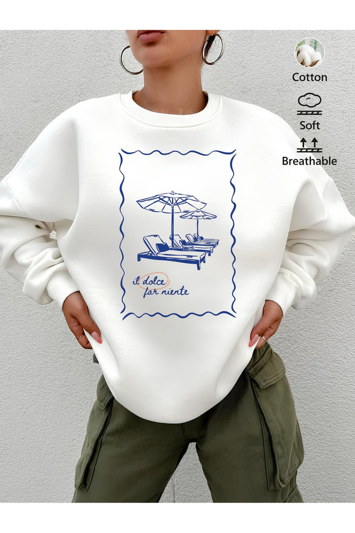 Premium Oversize Kesim Uzun Kollu Baskılı Sweatshirt