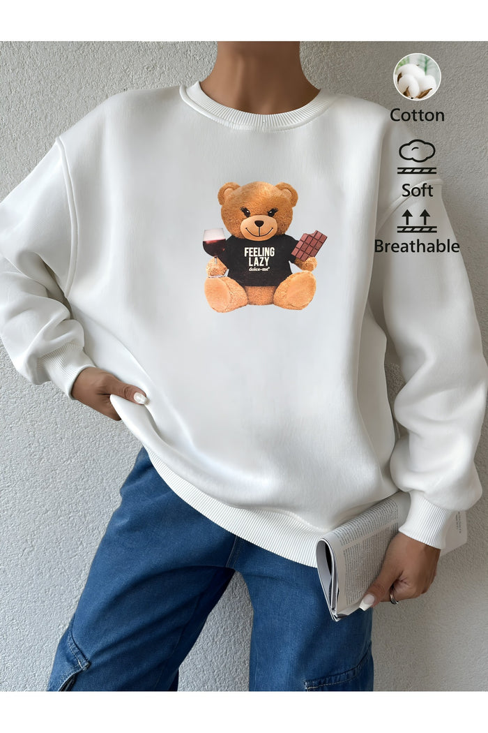 Premium Oversize Kesim Uzun Kollu Baskılı Sweatshirt