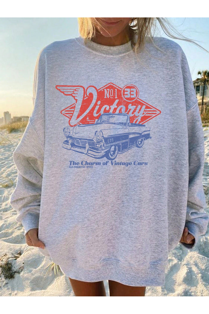 Oversize Kesim Baskılı Şardonlu Organik Pamuk Sweatshirt