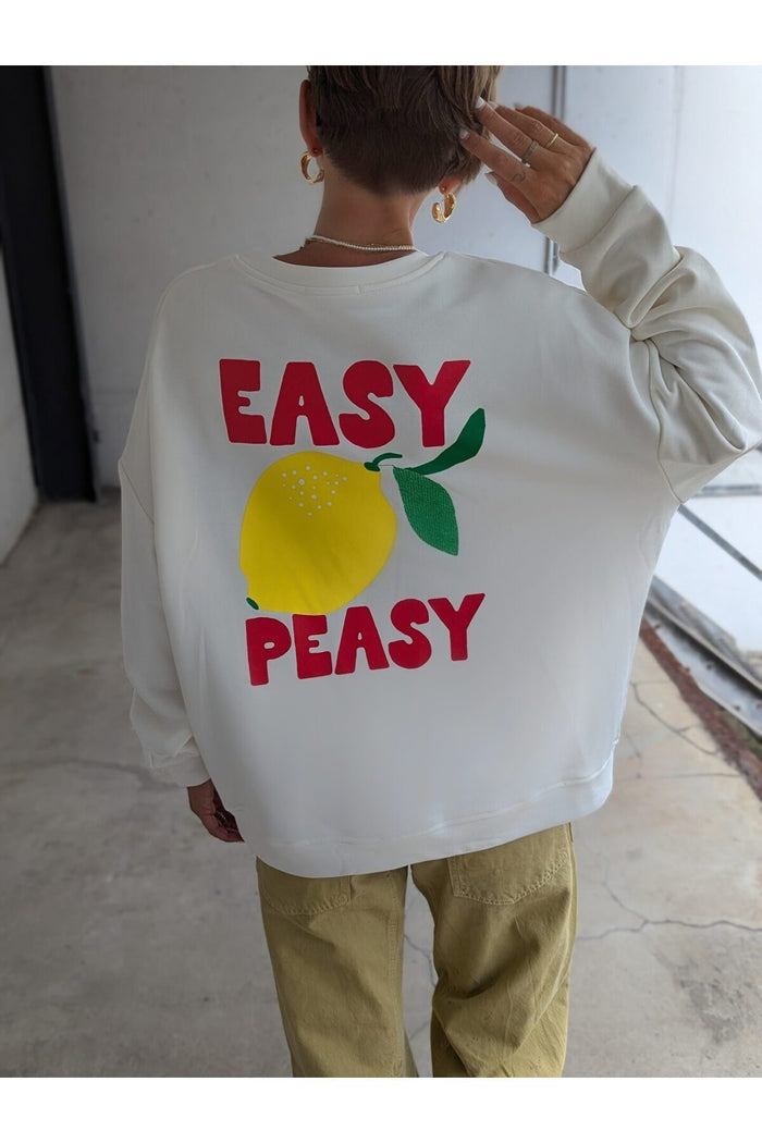Amalfi Serisi Oversize Kesim Baskılı Şardonlu Organik Pamuk Sweatshirt