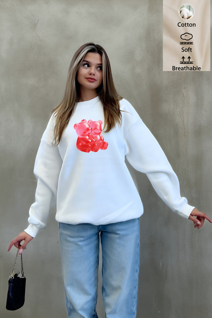 Premium Oversize Kesim Uzun Kollu Baskılı Sweatshirt