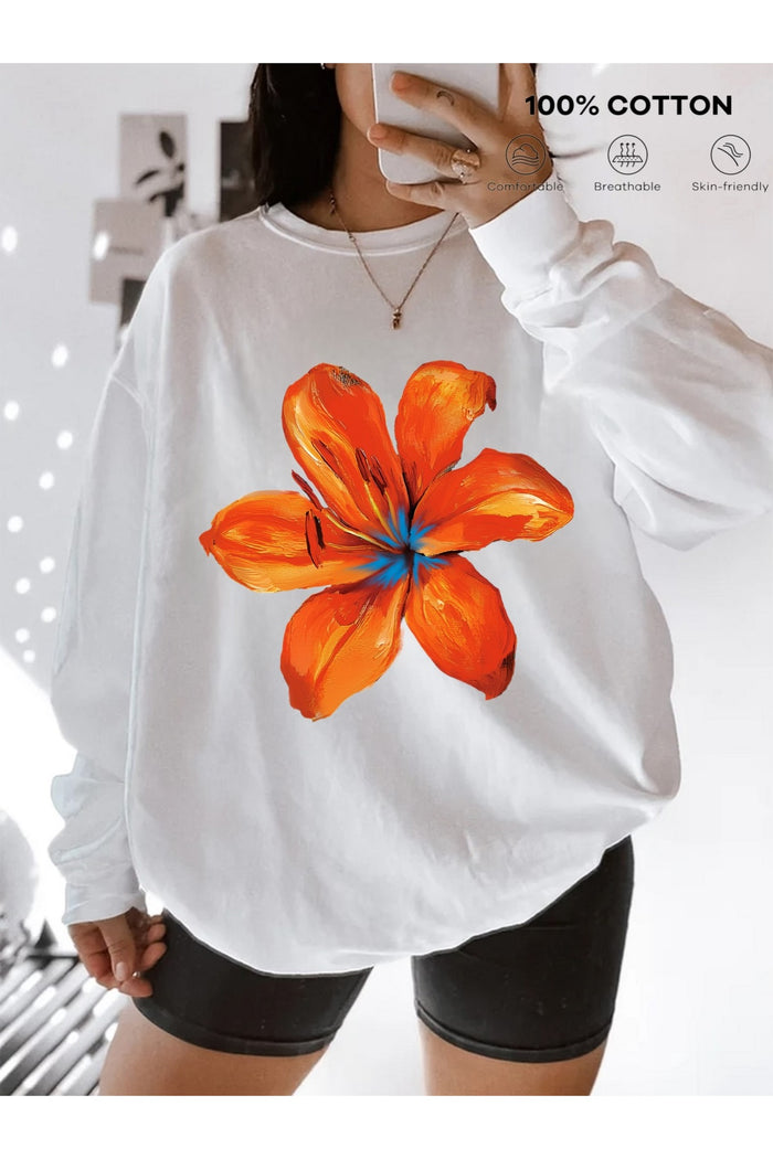 Premium Oversize Kesim Uzun Kollu Baskılı Sweatshirt
