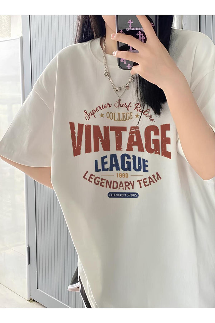 Vintage Baskılı Beyaz T-shirt