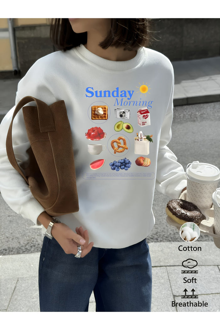 Premium Oversize Kesim Uzun Kollu Baskılı Sweatshirt