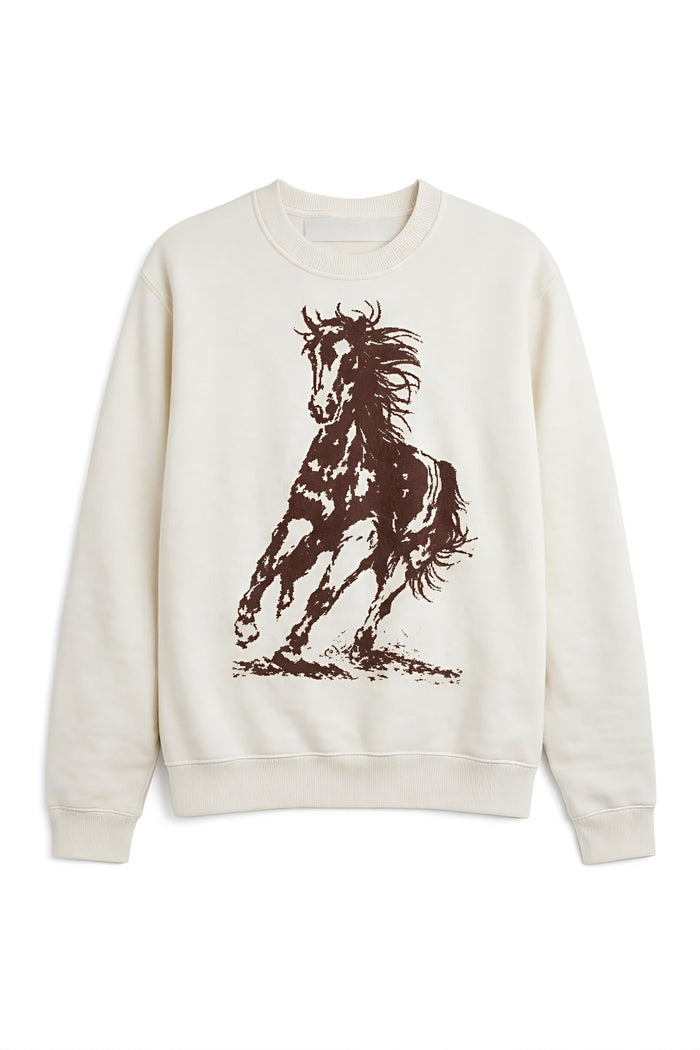 Horse Baskılı Organik Pamuk Sweatshirt